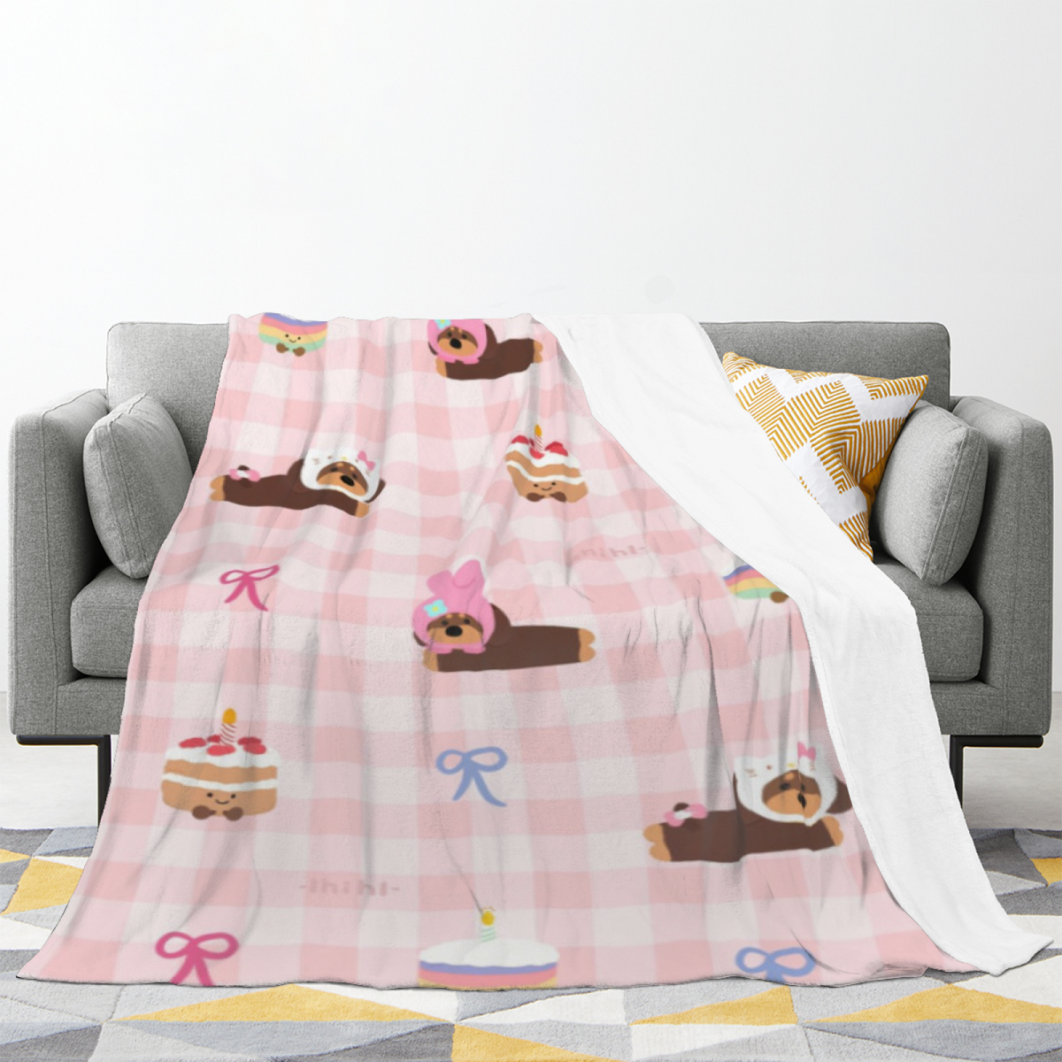 Pastel Sweet Treat Grid Lightweight Flannel Throw
