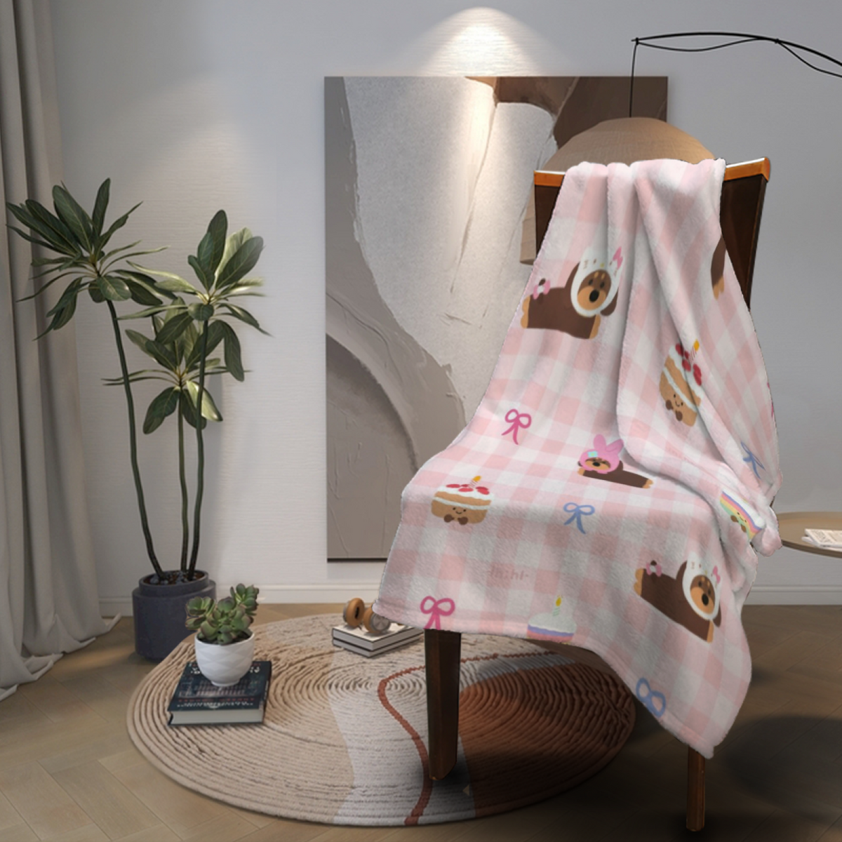 Pastel Sweet Treat Grid Lightweight Flannel Throw
