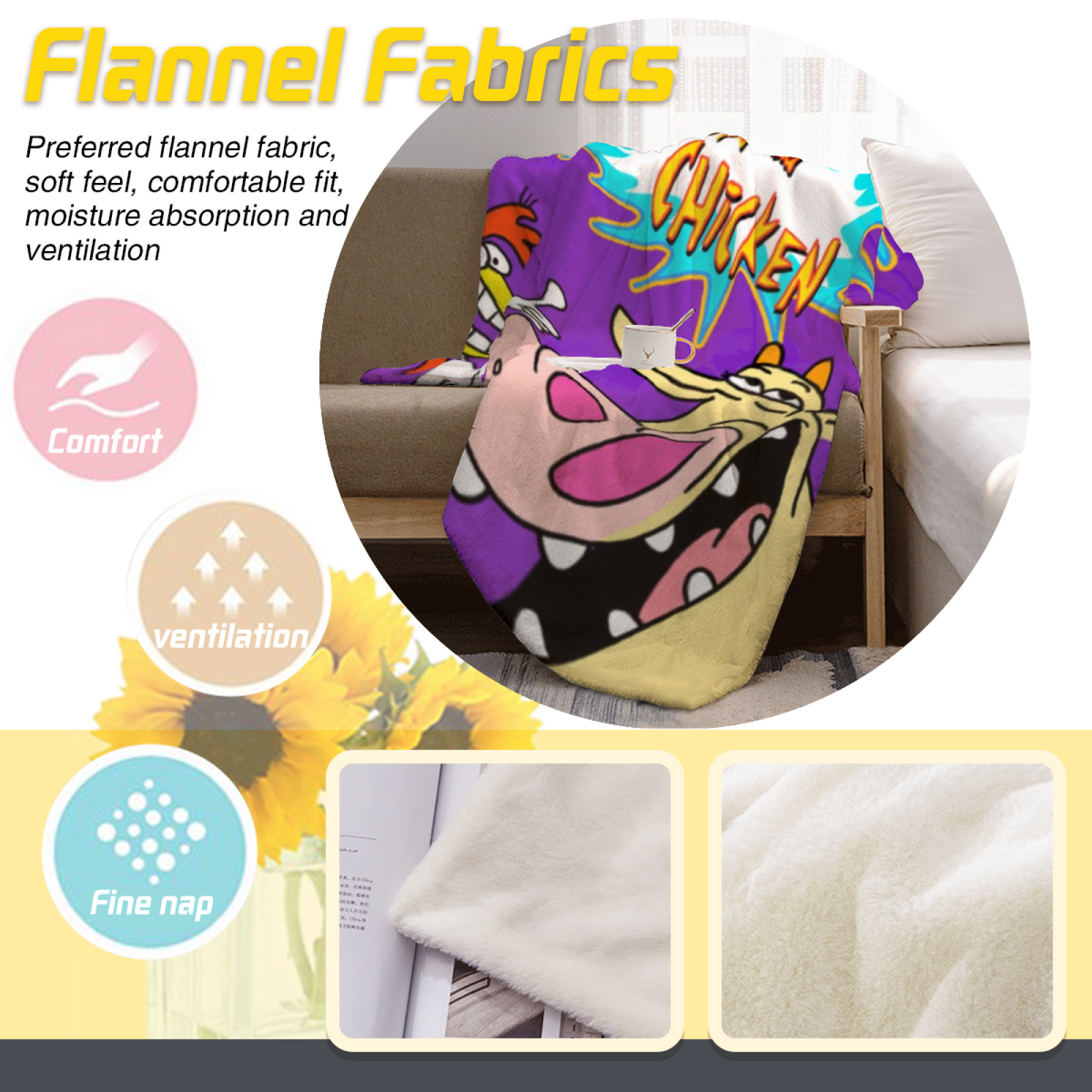 Desert Wonder Expressive Print Cozy Flannel Bed Blanket in Rich Multicolor