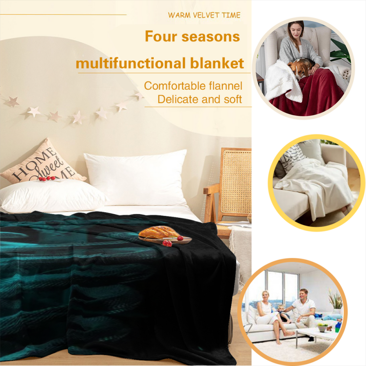 Decorative Flannel Blanket with Cinnamon Meadow Cozy Cottage Artwork