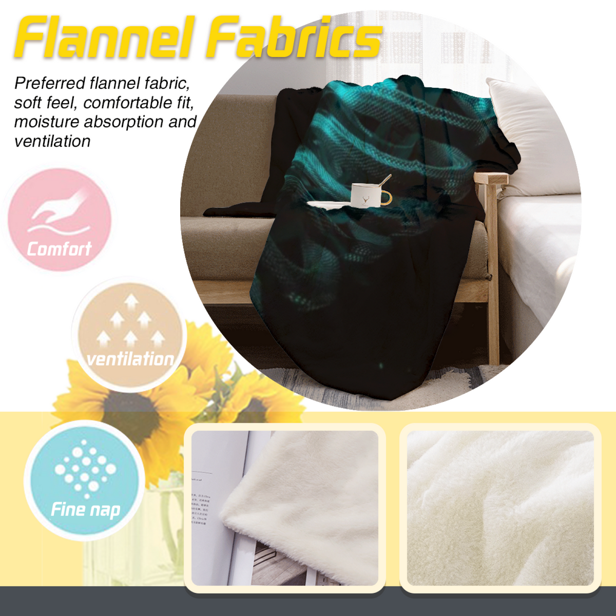 Decorative Flannel Blanket with Cinnamon Meadow Cozy Cottage Artwork