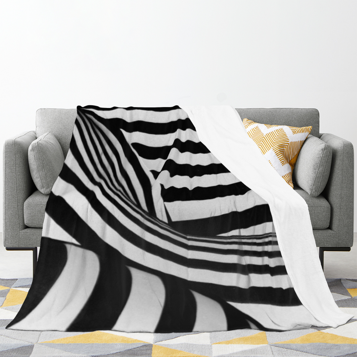 Zephyr Petal Soft Neutral Eclectic Plush Flannel Throw