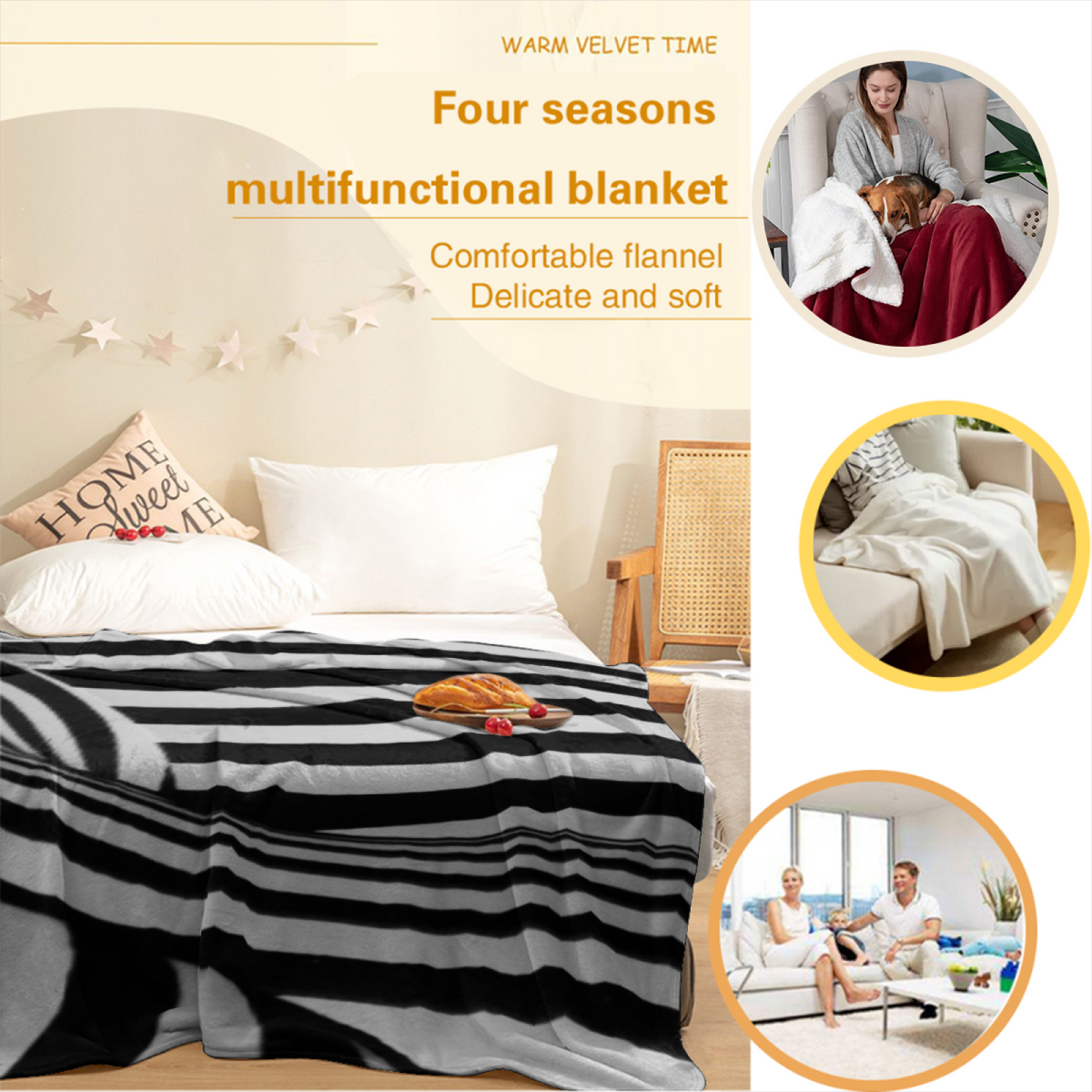 Zephyr Petal Soft Neutral Eclectic Plush Flannel Throw