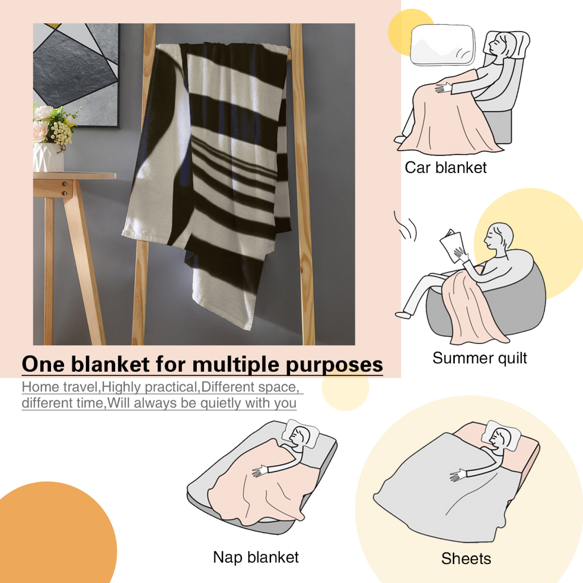 Zephyr Petal Soft Neutral Eclectic Plush Flannel Throw