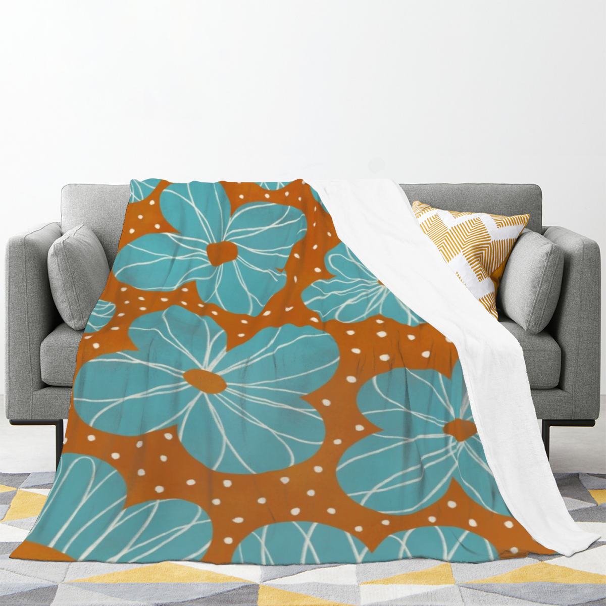 Prairie Spectrum Expressive Print Cozy Flannel Bed Blanket in Soft Neutral