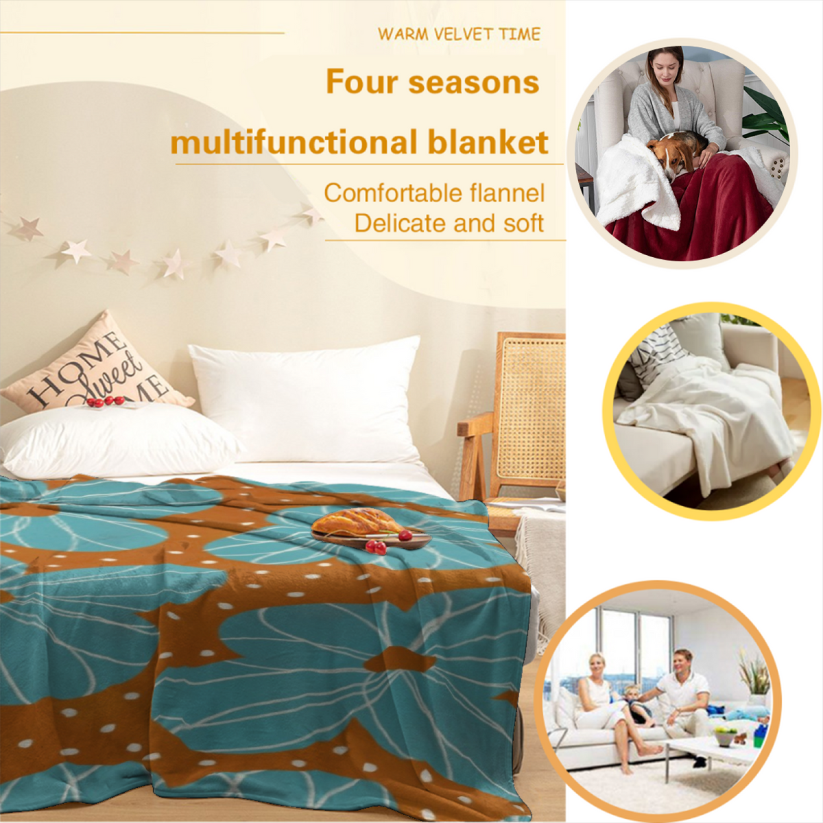 Prairie Spectrum Expressive Print Cozy Flannel Bed Blanket in Soft Neutral