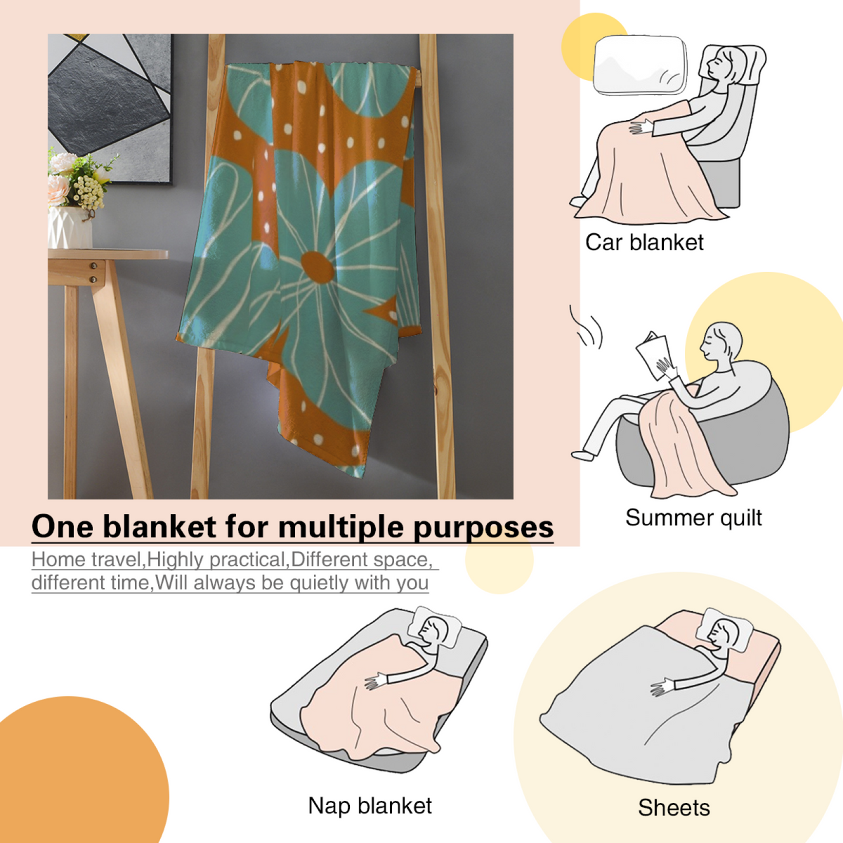 Prairie Spectrum Expressive Print Cozy Flannel Bed Blanket in Soft Neutral
