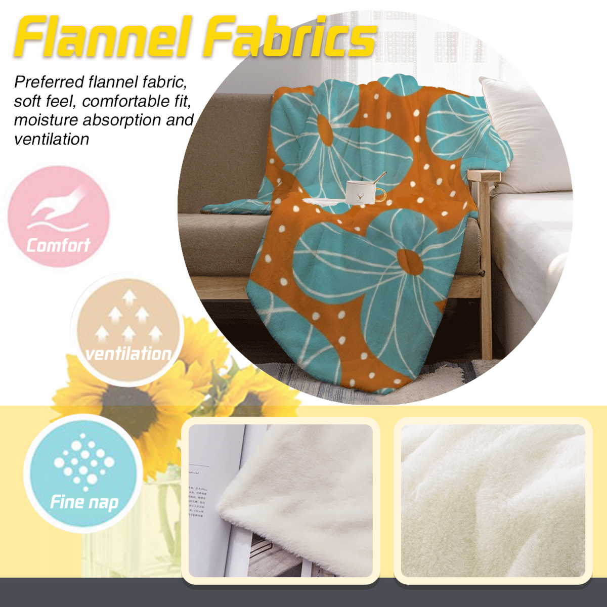 Prairie Spectrum Expressive Print Cozy Flannel Bed Blanket in Soft Neutral