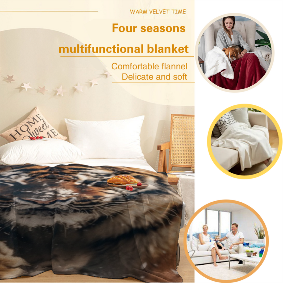 Silver Glow Retro Pattern All-Season Flannel Blanket