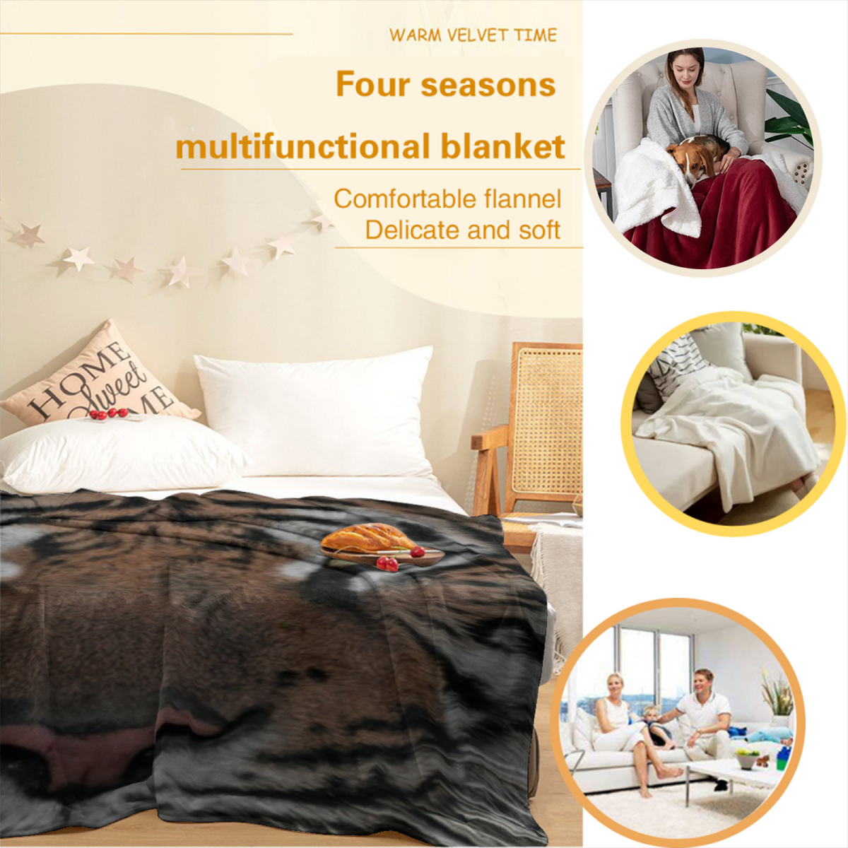 Fern Glow Soft Neutral Decorative Soft Flannel Blanket