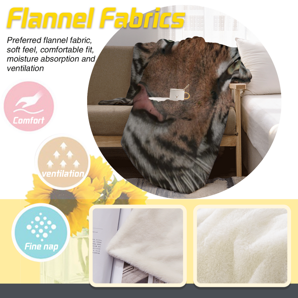 Fern Glow Soft Neutral Decorative Soft Flannel Blanket
