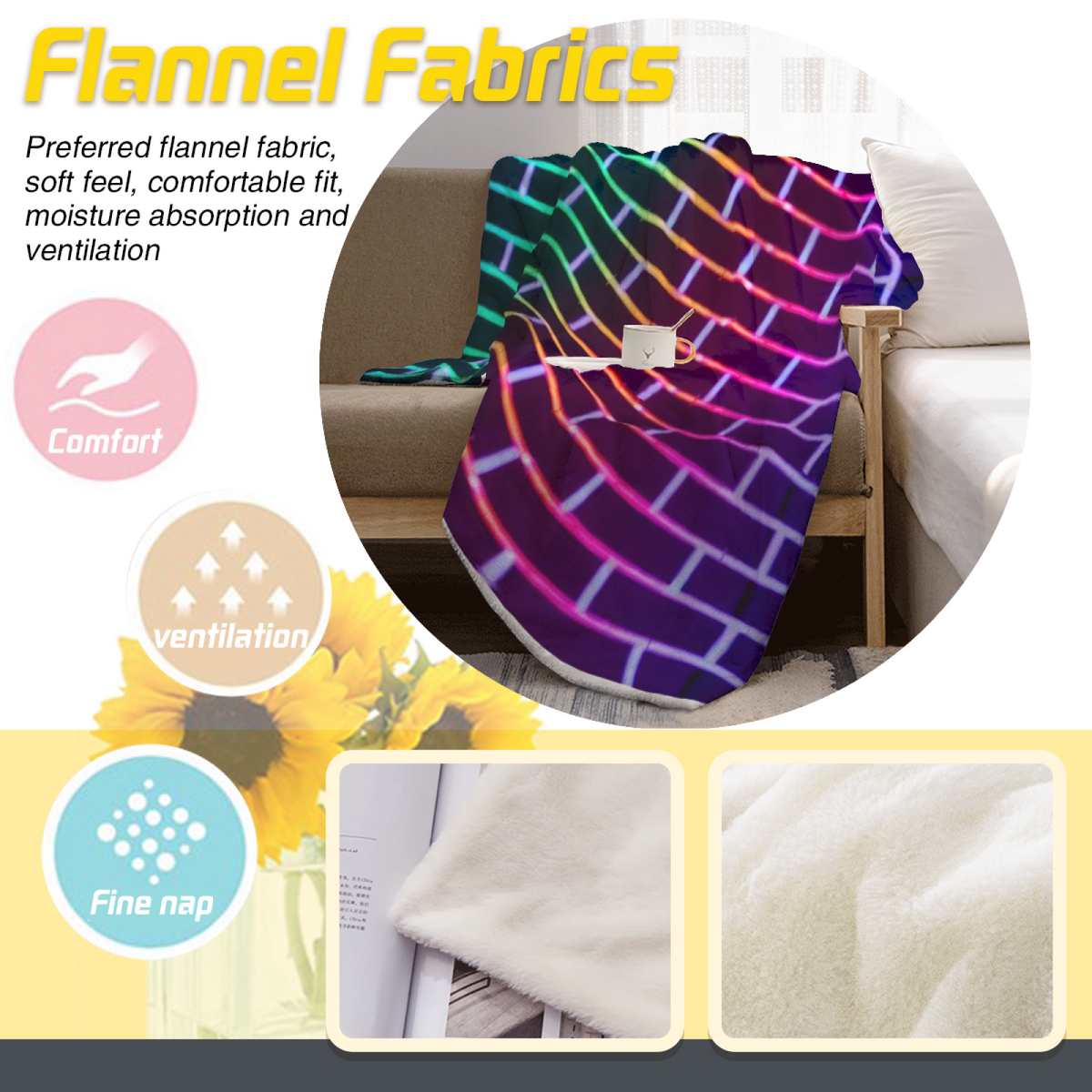 Eclectic Design Lagoon Treasure Warm Coral Cozy Flannel Bed Blanket