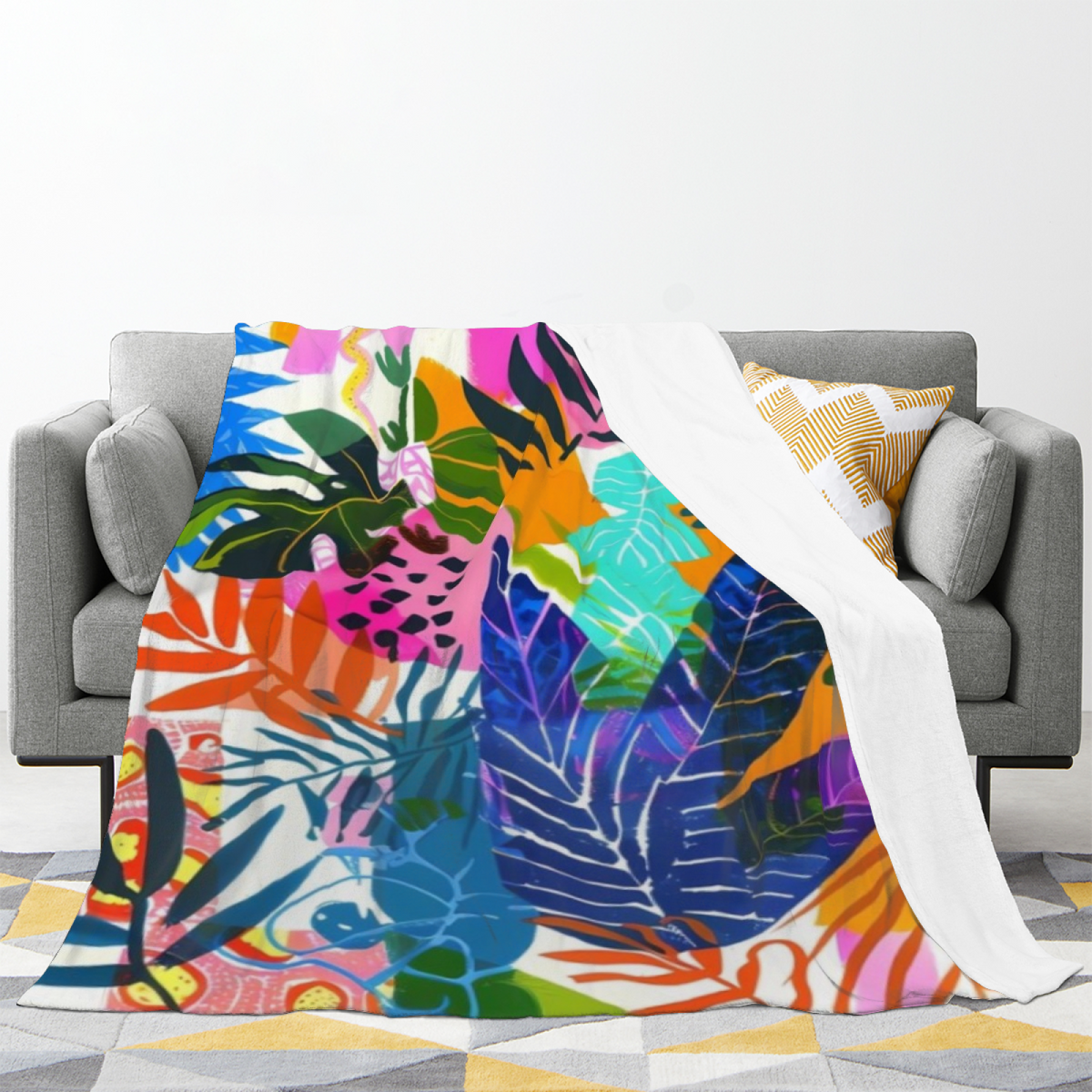 Soft Neutral Moonlit Meadow Flannel Throw Blanket