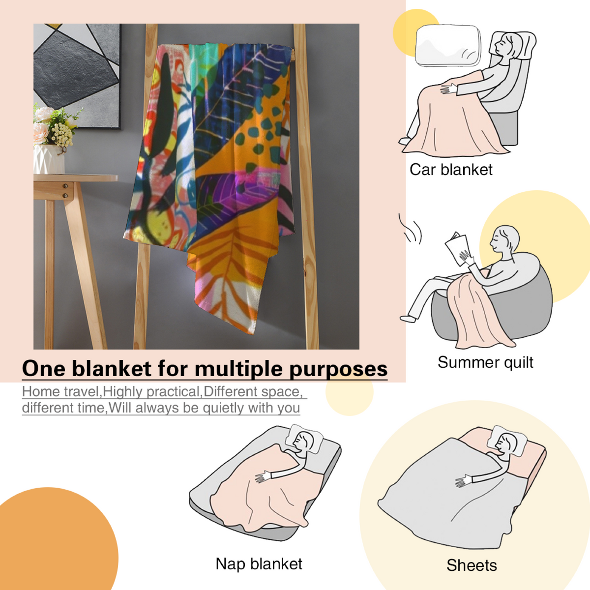 Soft Neutral Moonlit Meadow Flannel Throw Blanket
