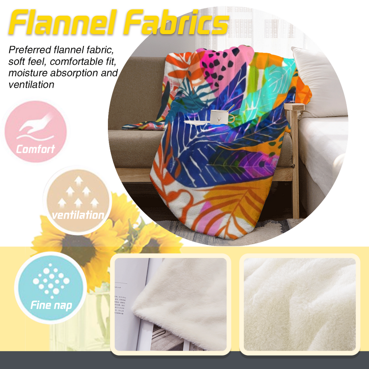 Soft Neutral Moonlit Meadow Flannel Throw Blanket