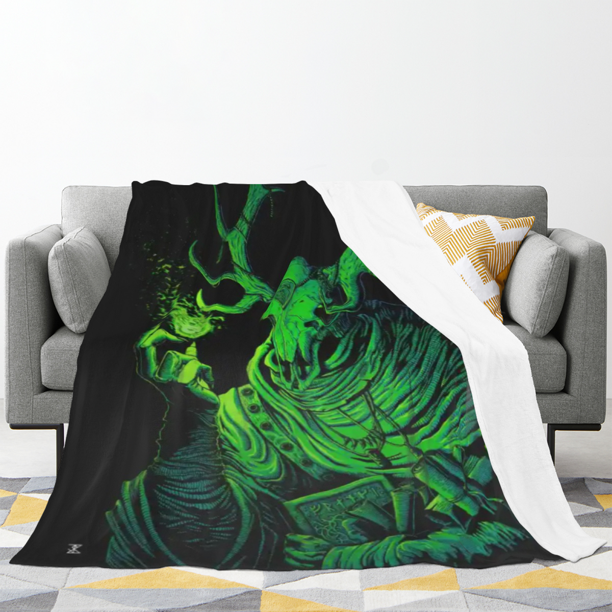 Hazy Tapestry Muted Sage Art Flannel Throw Blanket