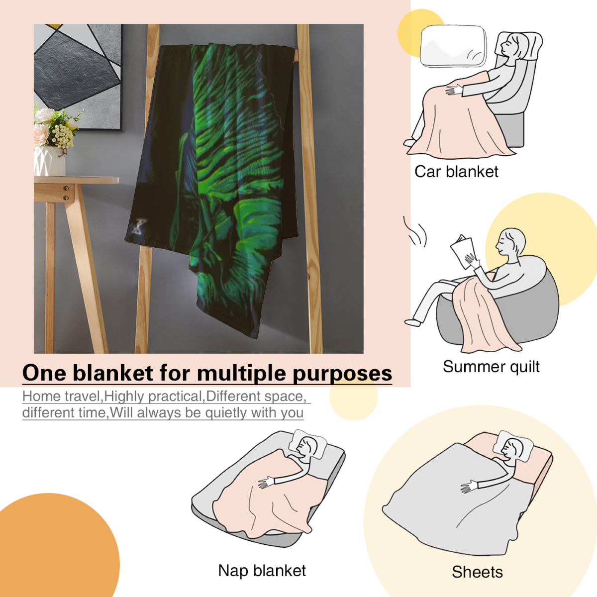 Hazy Tapestry Muted Sage Art Flannel Throw Blanket