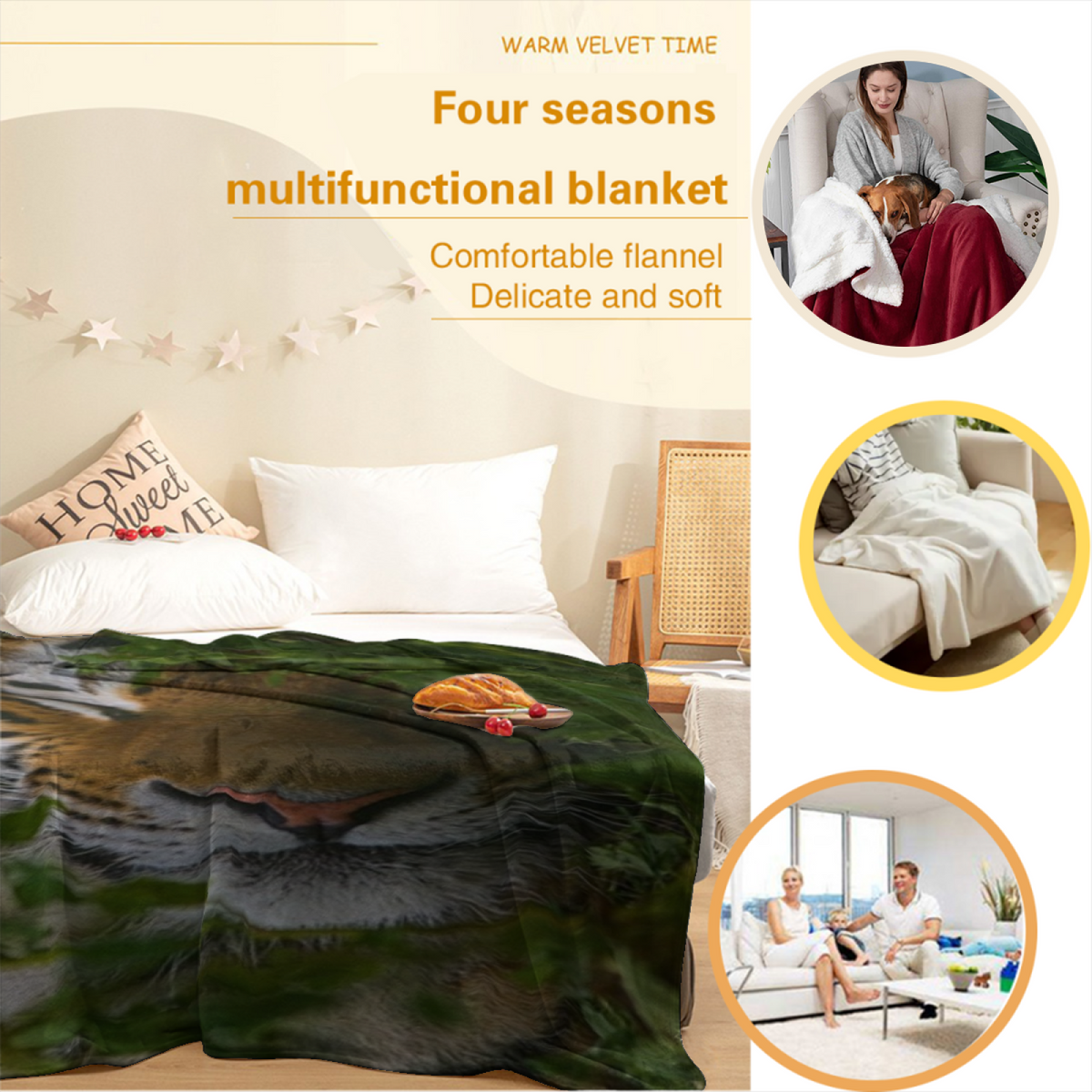 Rosewood Horizon Playful Pattern Flannel Throw Blanket