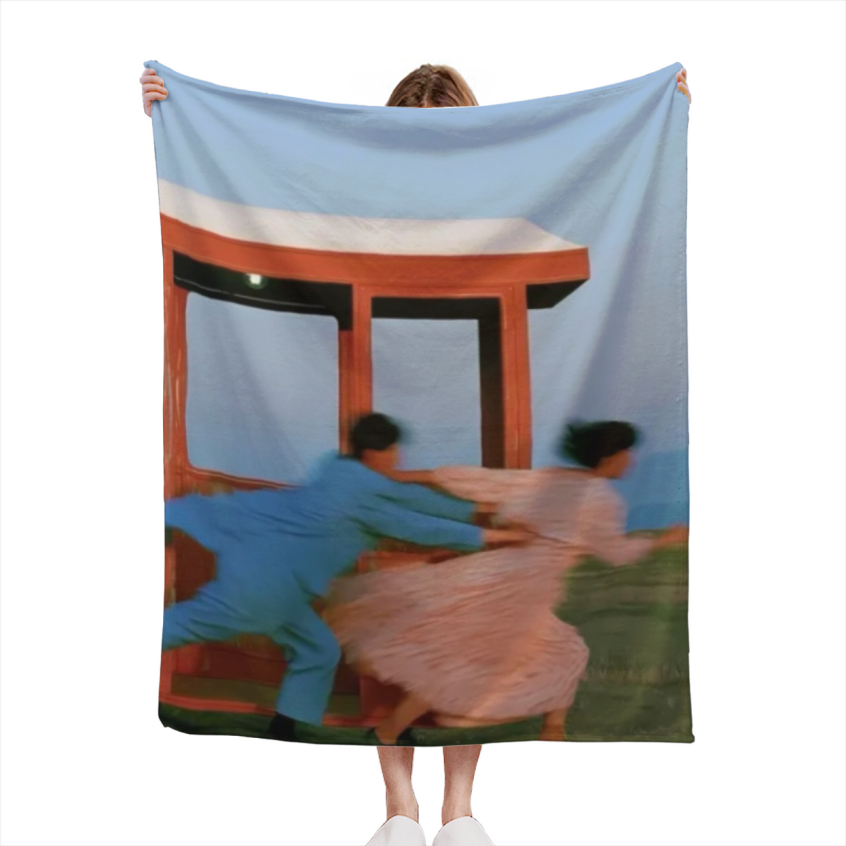Earthy Neutral Tangerine Wander Lightweight Flannel Throw ¨C Contemporary Pattern