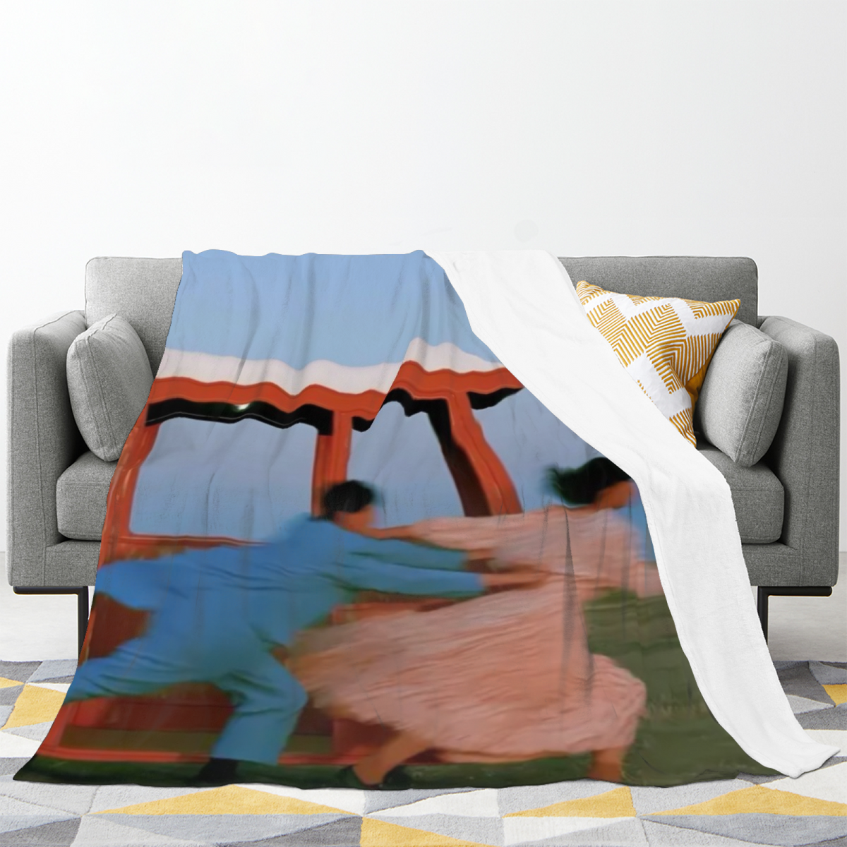 Earthy Neutral Tangerine Wander Lightweight Flannel Throw ¨C Contemporary Pattern