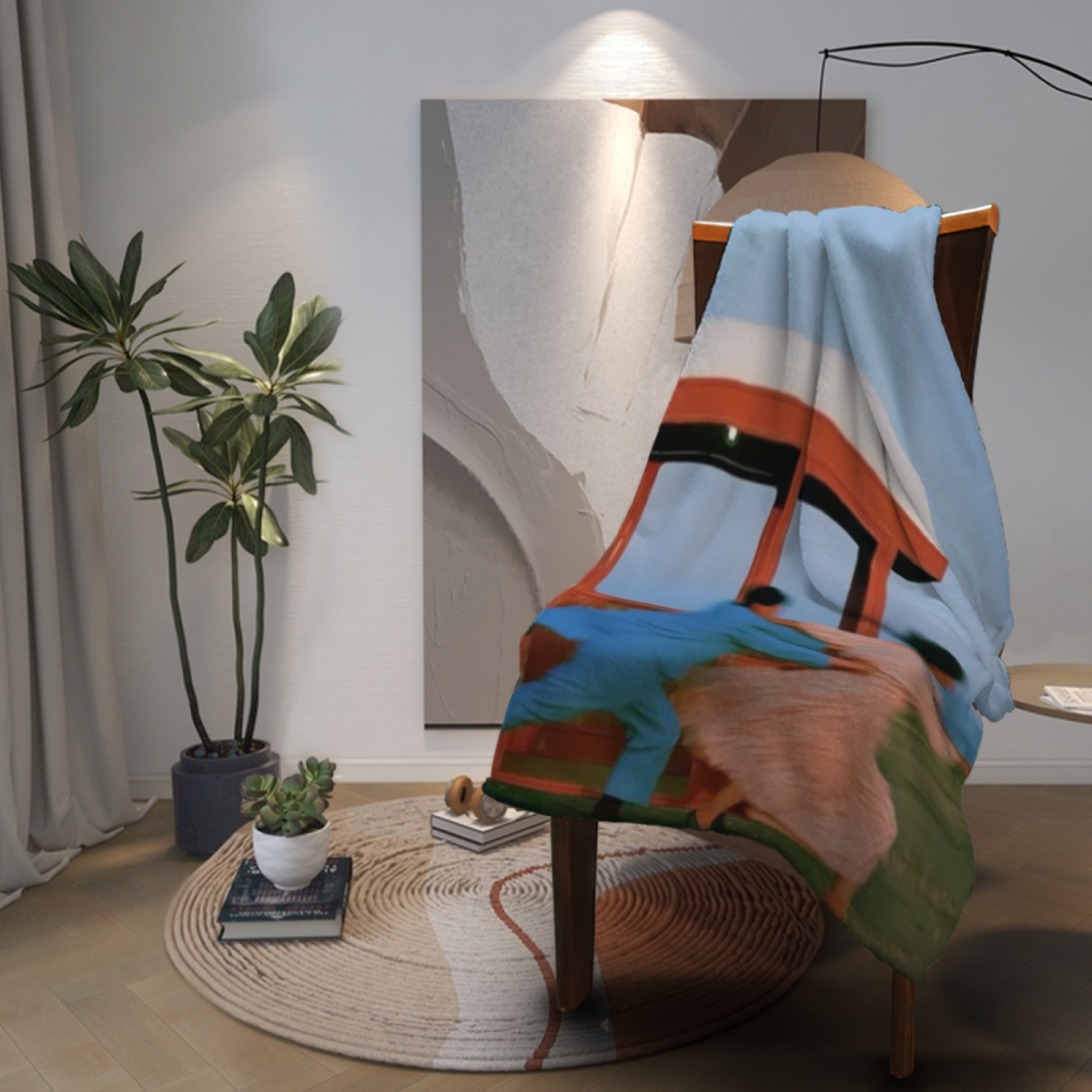 Earthy Neutral Tangerine Wander Lightweight Flannel Throw ¨C Contemporary Pattern