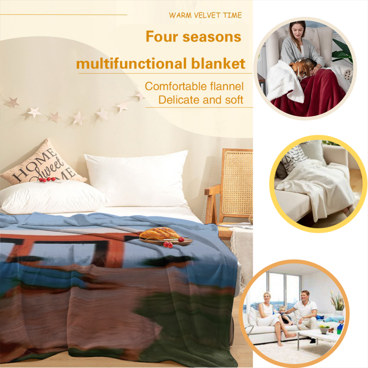 Earthy Neutral Tangerine Wander Lightweight Flannel Throw ¨C Contemporary Pattern