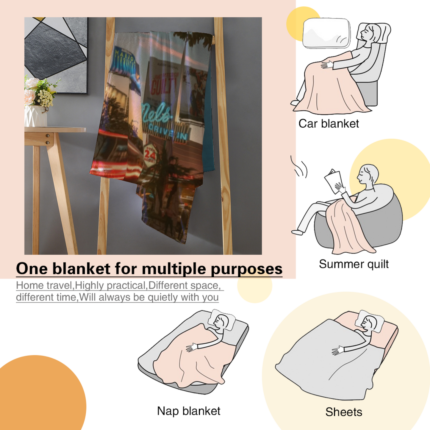 Los Angeles Street Flannel Throw Blanket ¨C Sunset Drive and Palm Trees