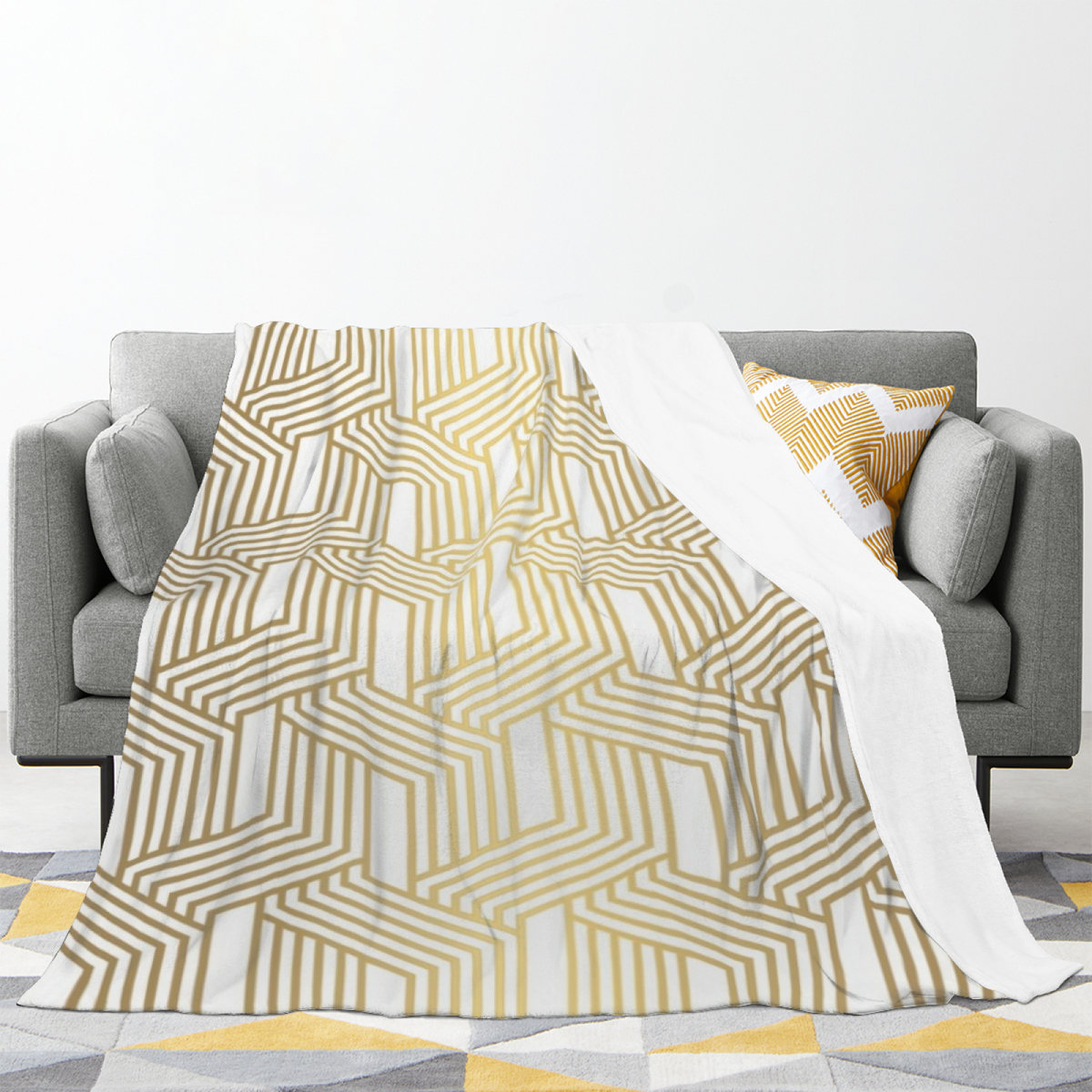 Alpine Harbor Pastel Multicolor Modern Art Decorative Flannel Blanket