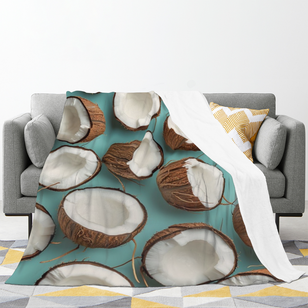 Hazy Fern Soft Neutral Modern Art Flannel Throw Blanket