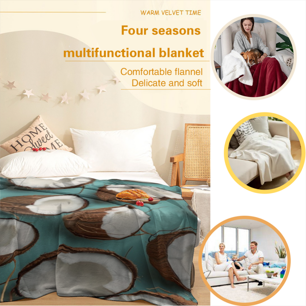 Hazy Fern Soft Neutral Modern Art Flannel Throw Blanket