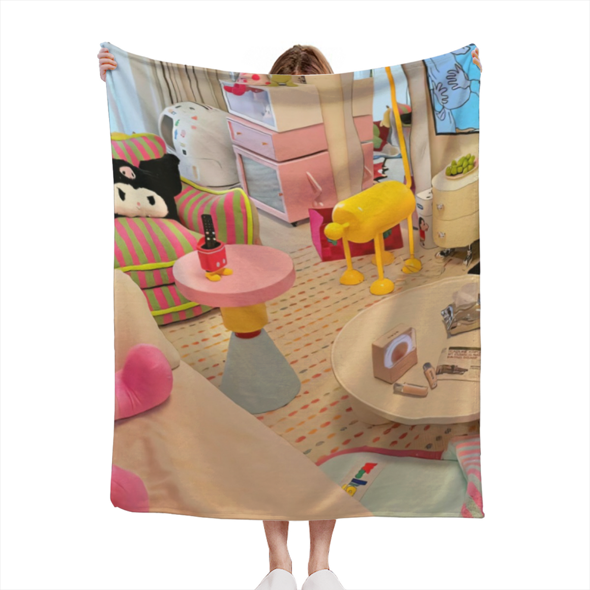 Orchid Charm Pastel Multicolor Art Cozy Flannel Bed Blanket