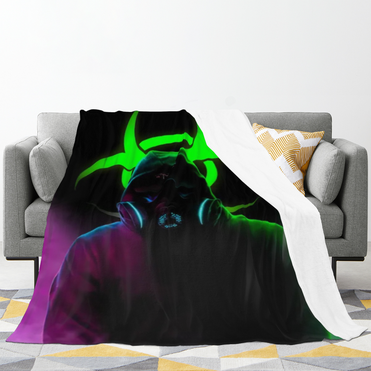 Sunwashed & Mirage Playful Graphic Plush Flannel Throw