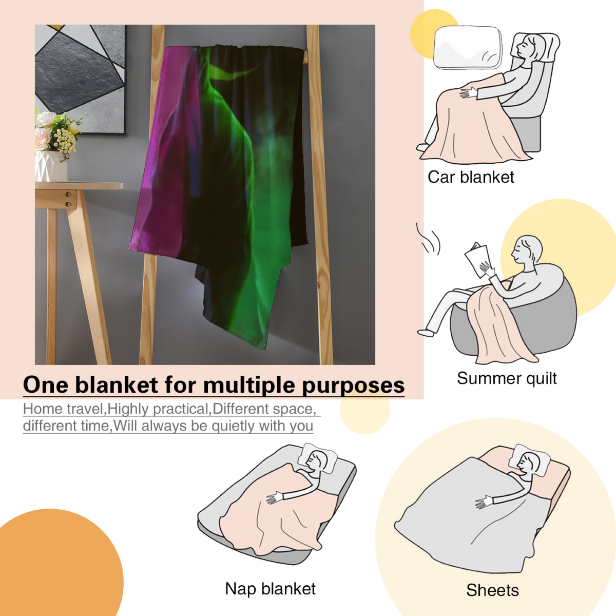 Sunwashed & Mirage Playful Graphic Plush Flannel Throw