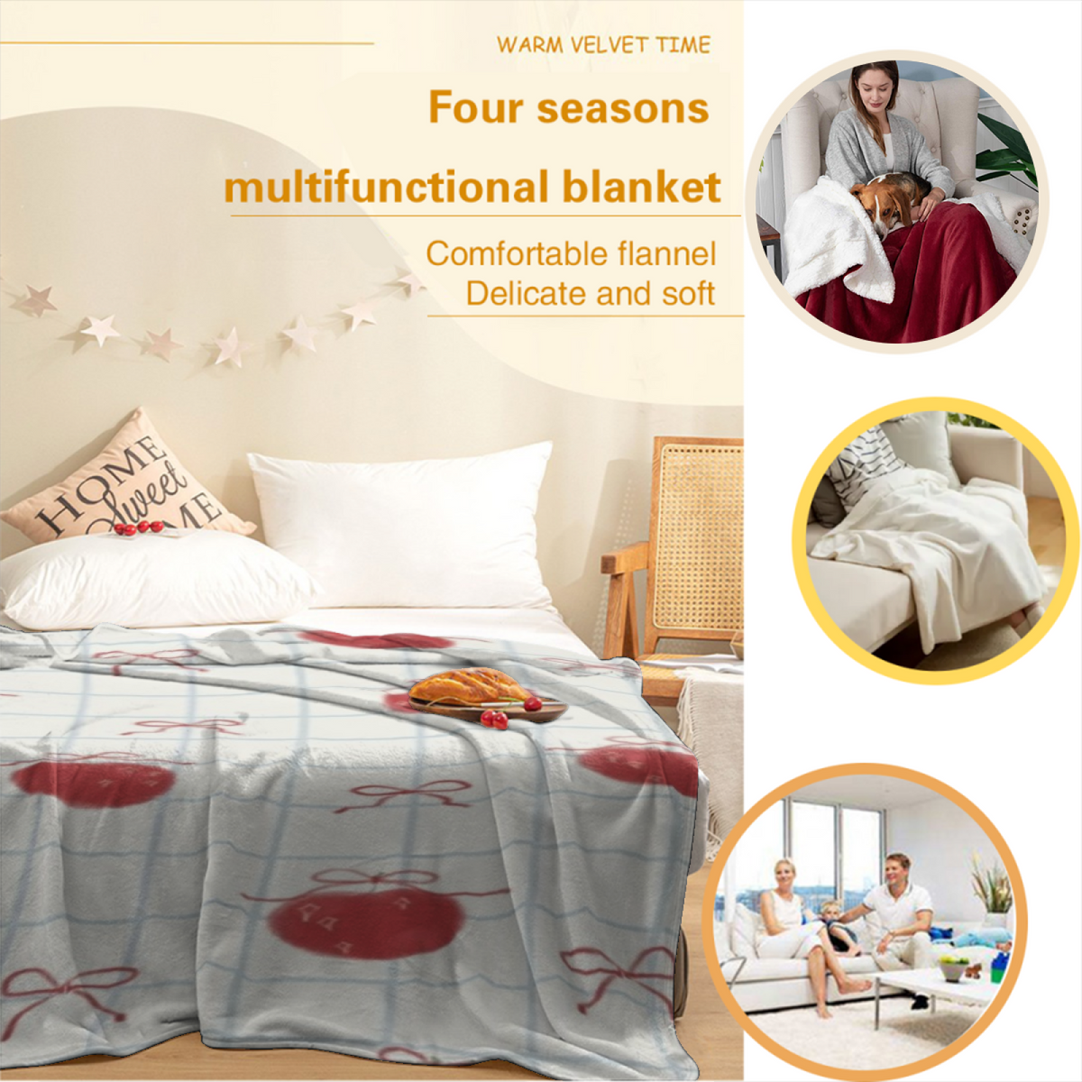 Willow Muse Whimsical Pattern Lightweight Flannel Throw