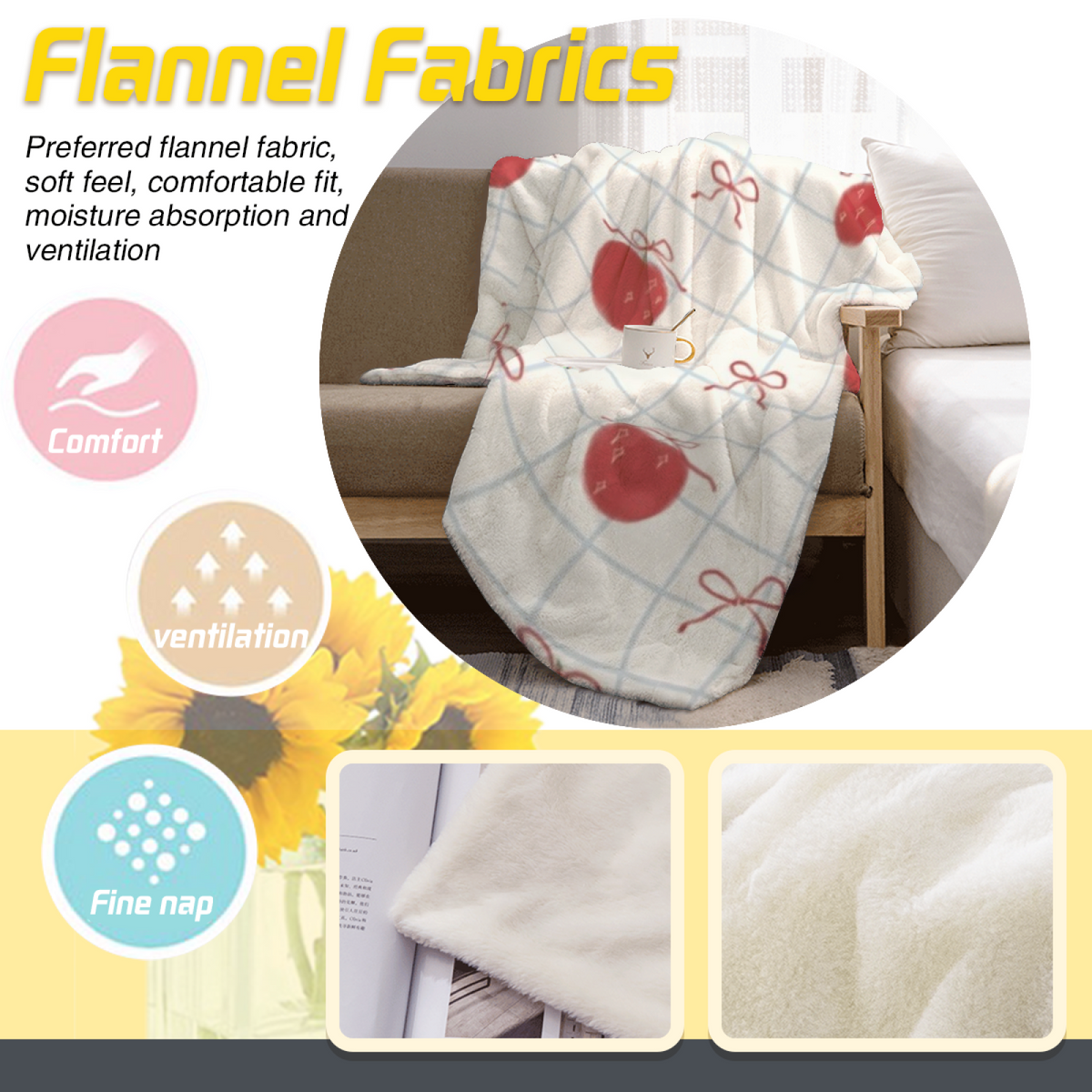Willow Muse Whimsical Pattern Lightweight Flannel Throw