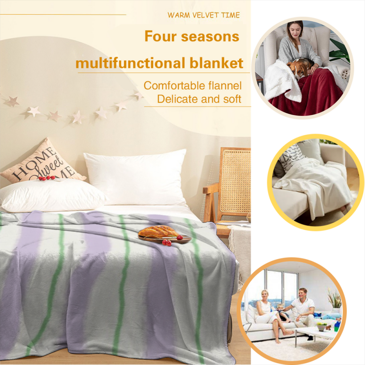 Juniper Kaleidoscope Eclectic Pattern All-Season Flannel Blanket