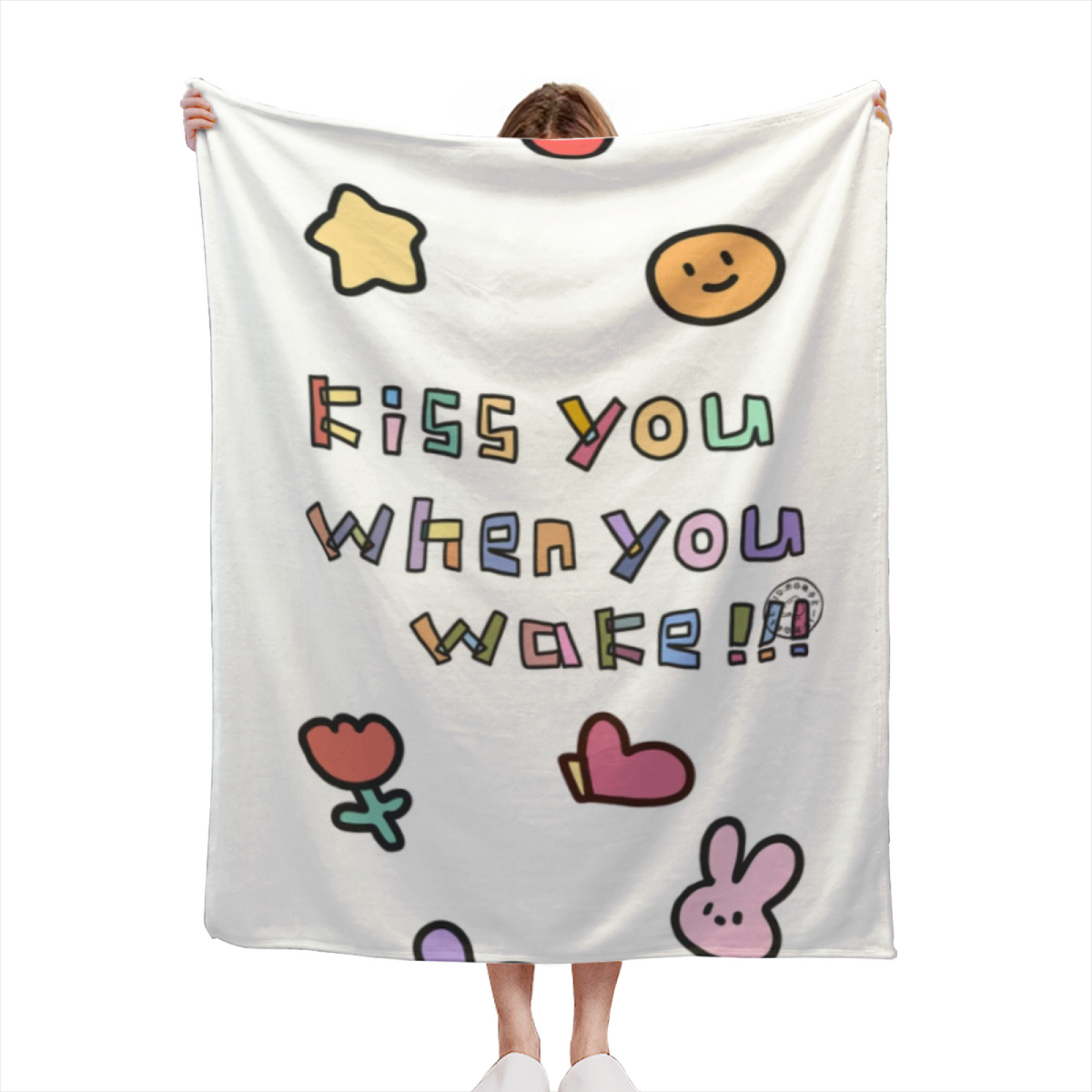 Positive Message Doodle Cozy Flannel Bed Blanket