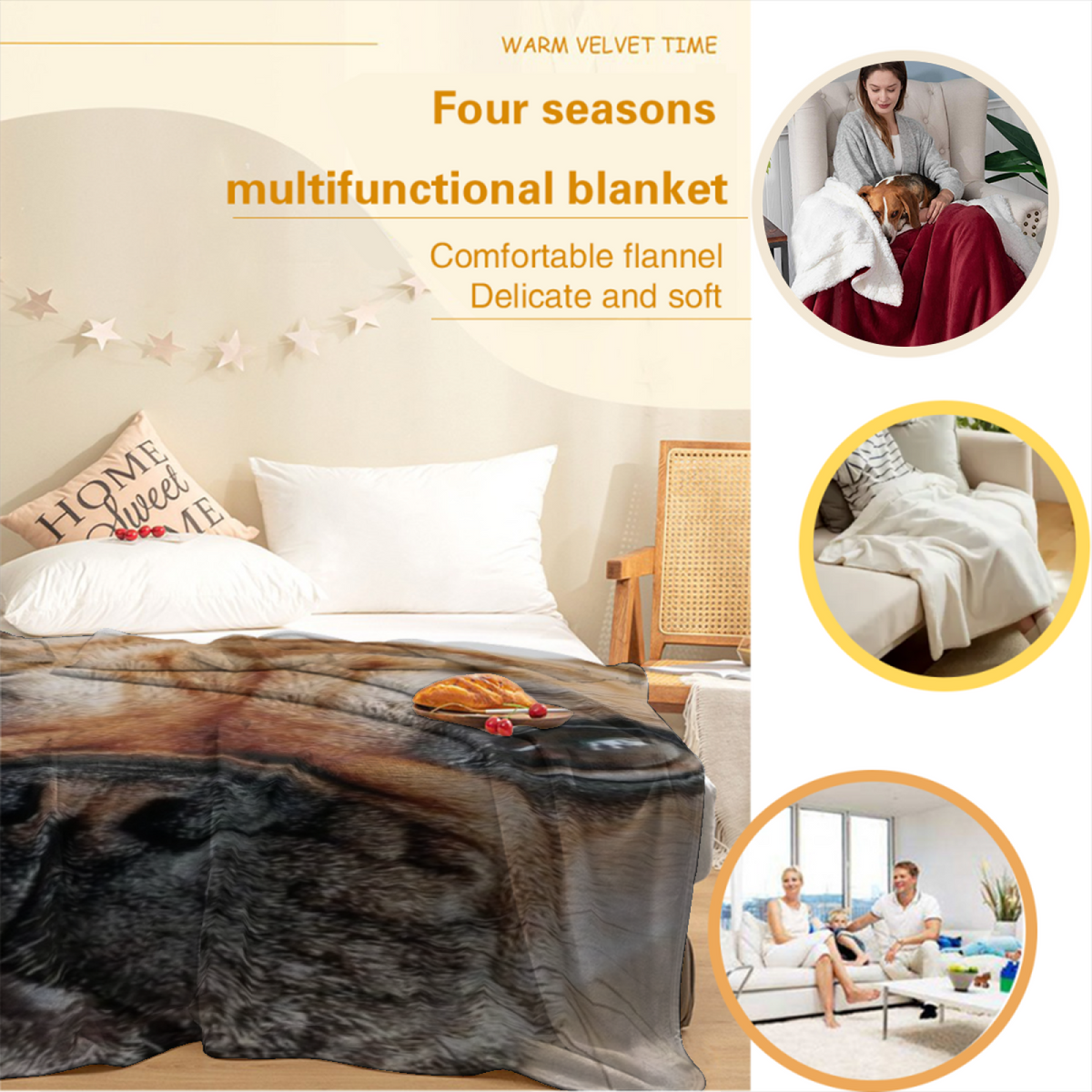 Pebble Rhythm Soft Neutral Art Decorative Flannel Blanket