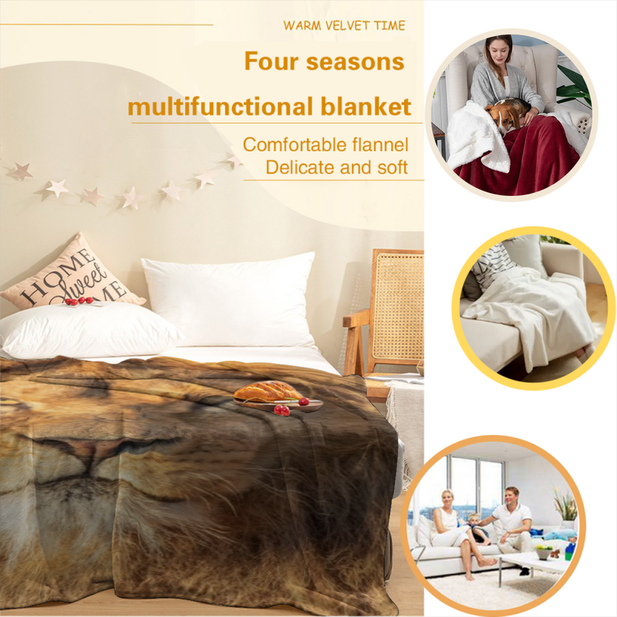 Cobalt Garden Earthy Multicolor Contemporary All-Season Flannel Blanket