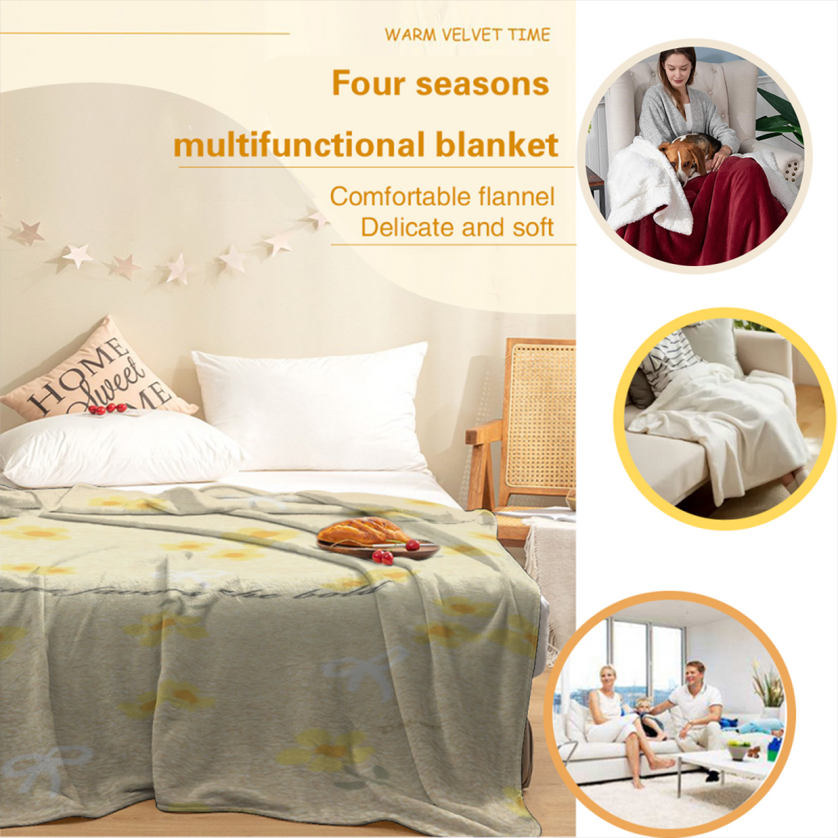 Coral Odyssey Soft Neutral Art Lightweight Flannel Throw