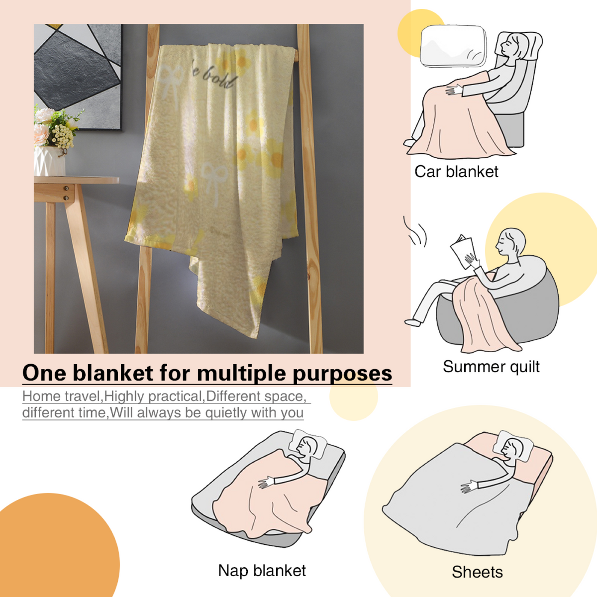 Coral Odyssey Soft Neutral Art Lightweight Flannel Throw