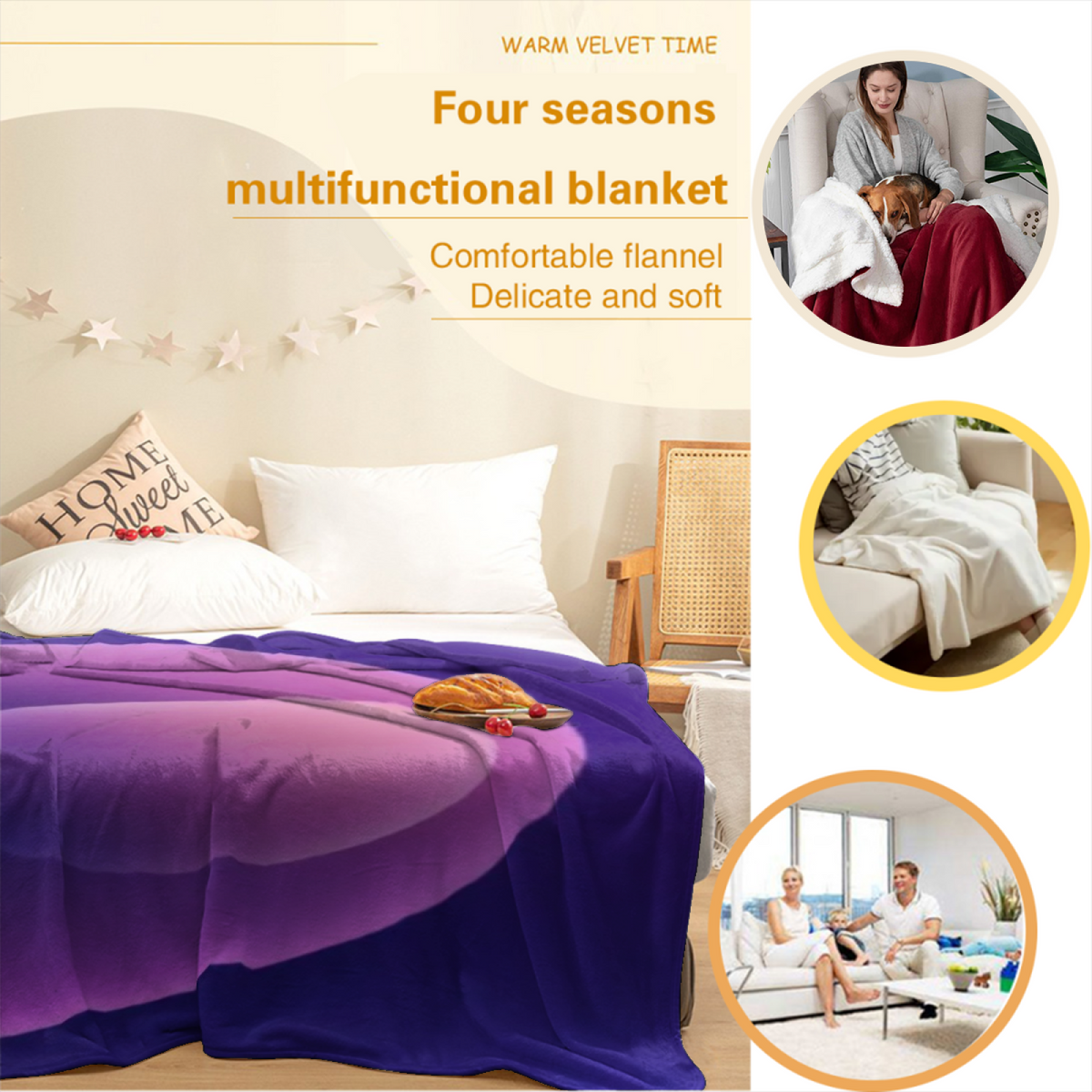 Orchard Wonder Inspired Cozy Flannel Bed Blanket ¨C Earthy Neutral Palette