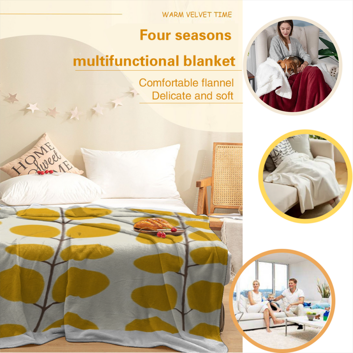 Dewdrop Lantern Lightweight Flannel Throw in Pastel Multicolor