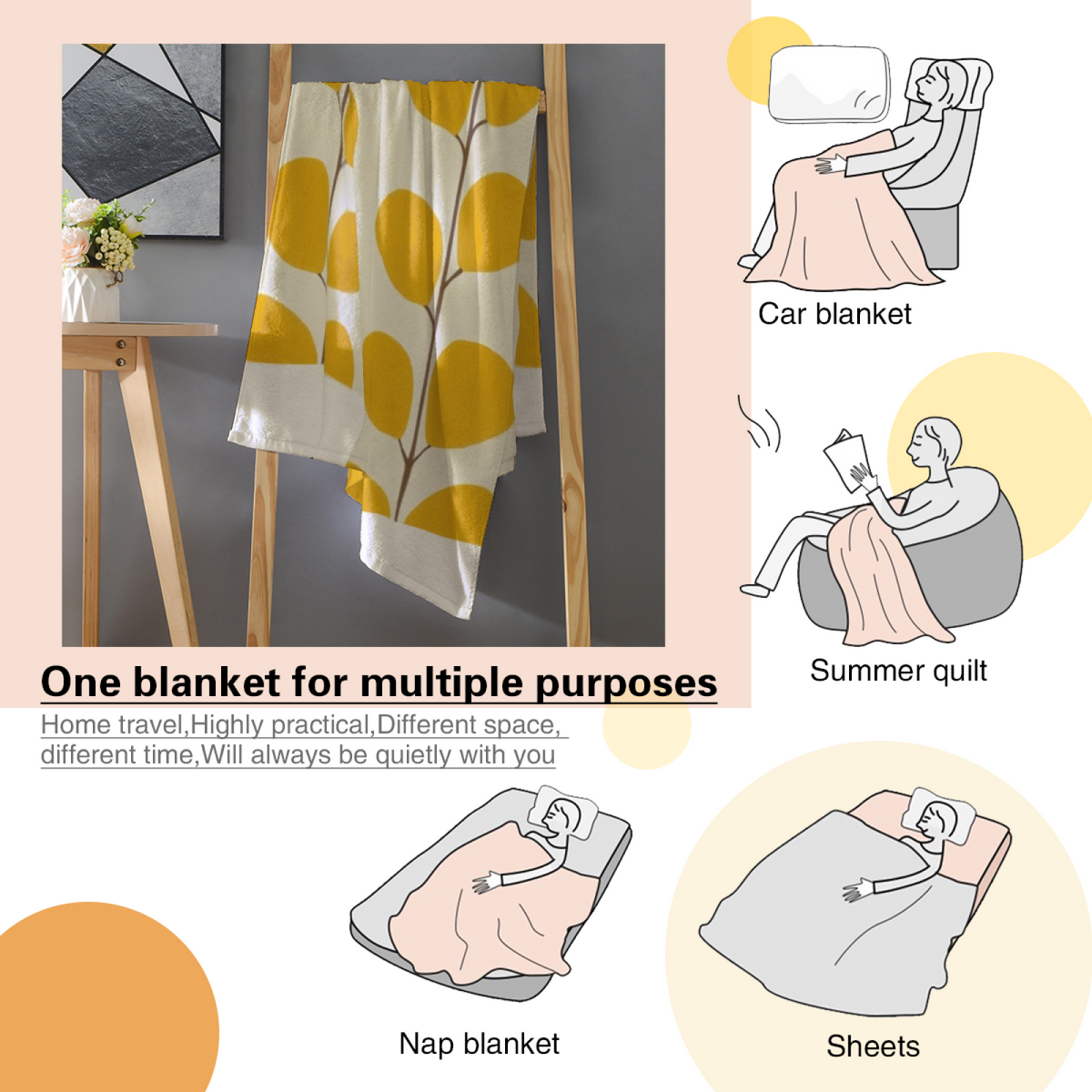 Dewdrop Lantern Lightweight Flannel Throw in Pastel Multicolor