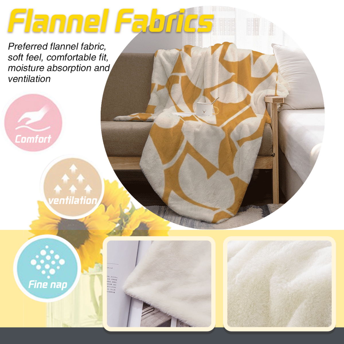 Flannel Throw Blanket with Sunwashed Prism Cozy Cottage Artwork