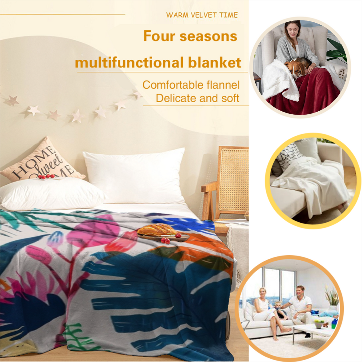 Amber Mosaic Artistic Pattern Decorative Flannel Blanket