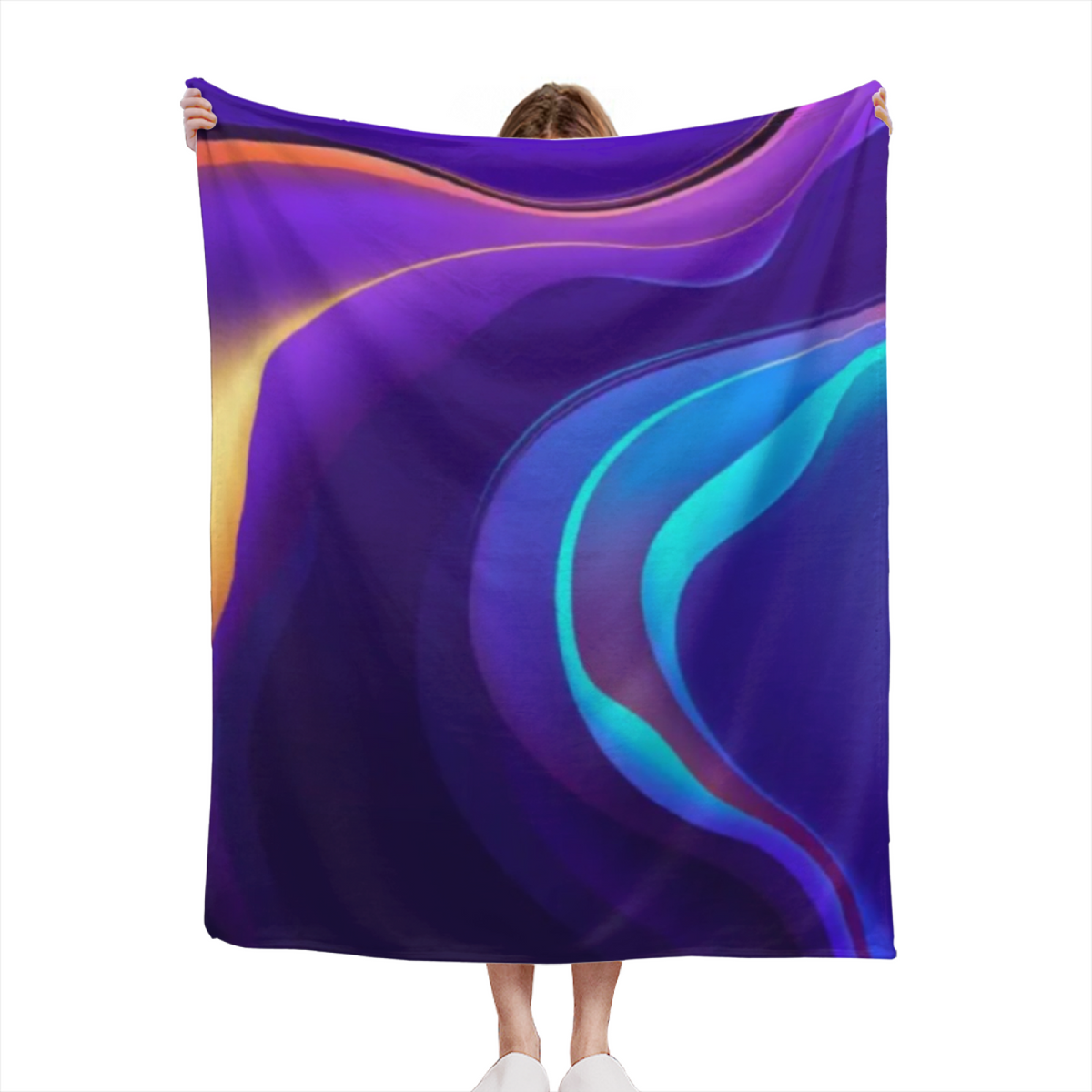 Cosmic Solstice Muted Sage Art Flannel Throw Blanket