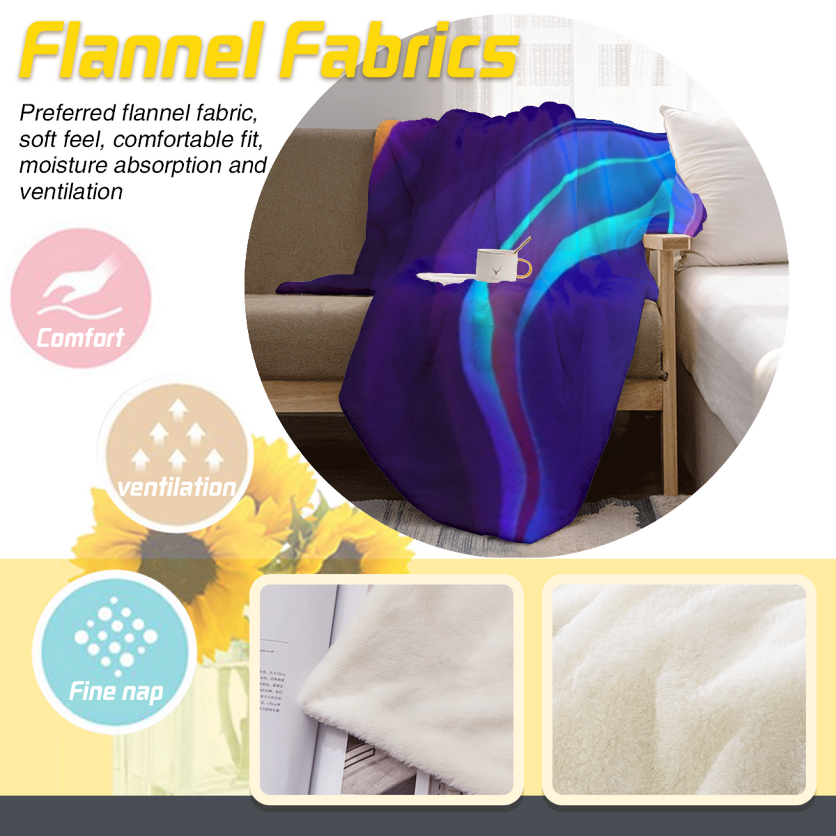 Cosmic Solstice Muted Sage Art Flannel Throw Blanket