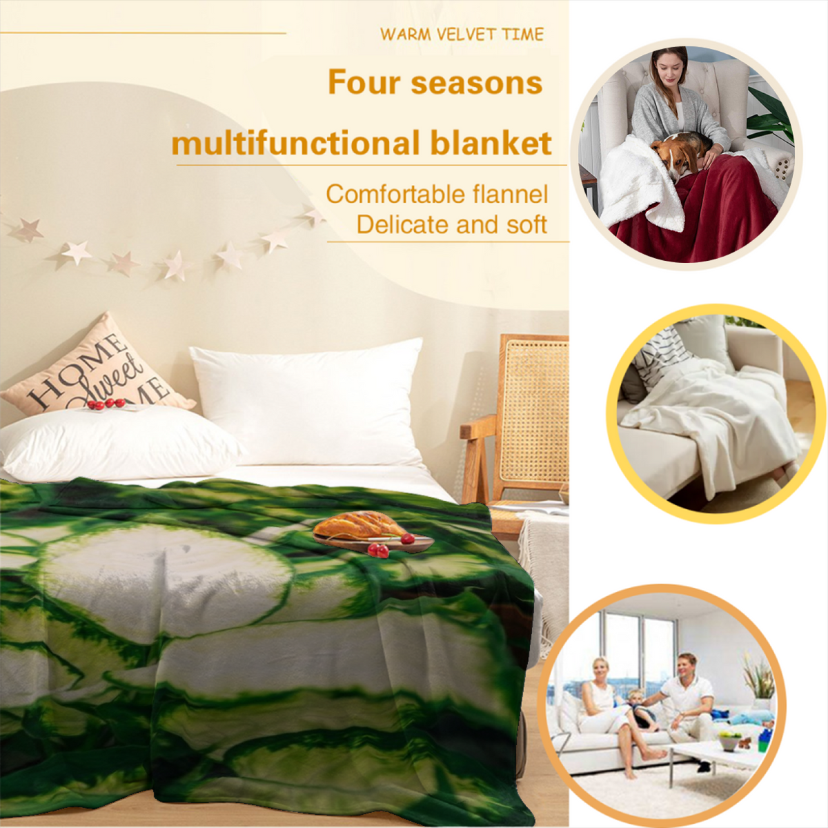 Hazy Fable Inspired Flannel Sofa Throw ¨C Rich Multicolor Palette