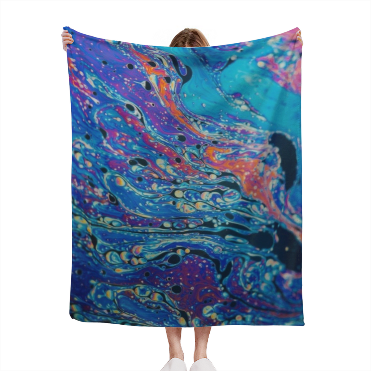 Cozy Ocean Blue Saffron Drift Decorative Flannel Blanket